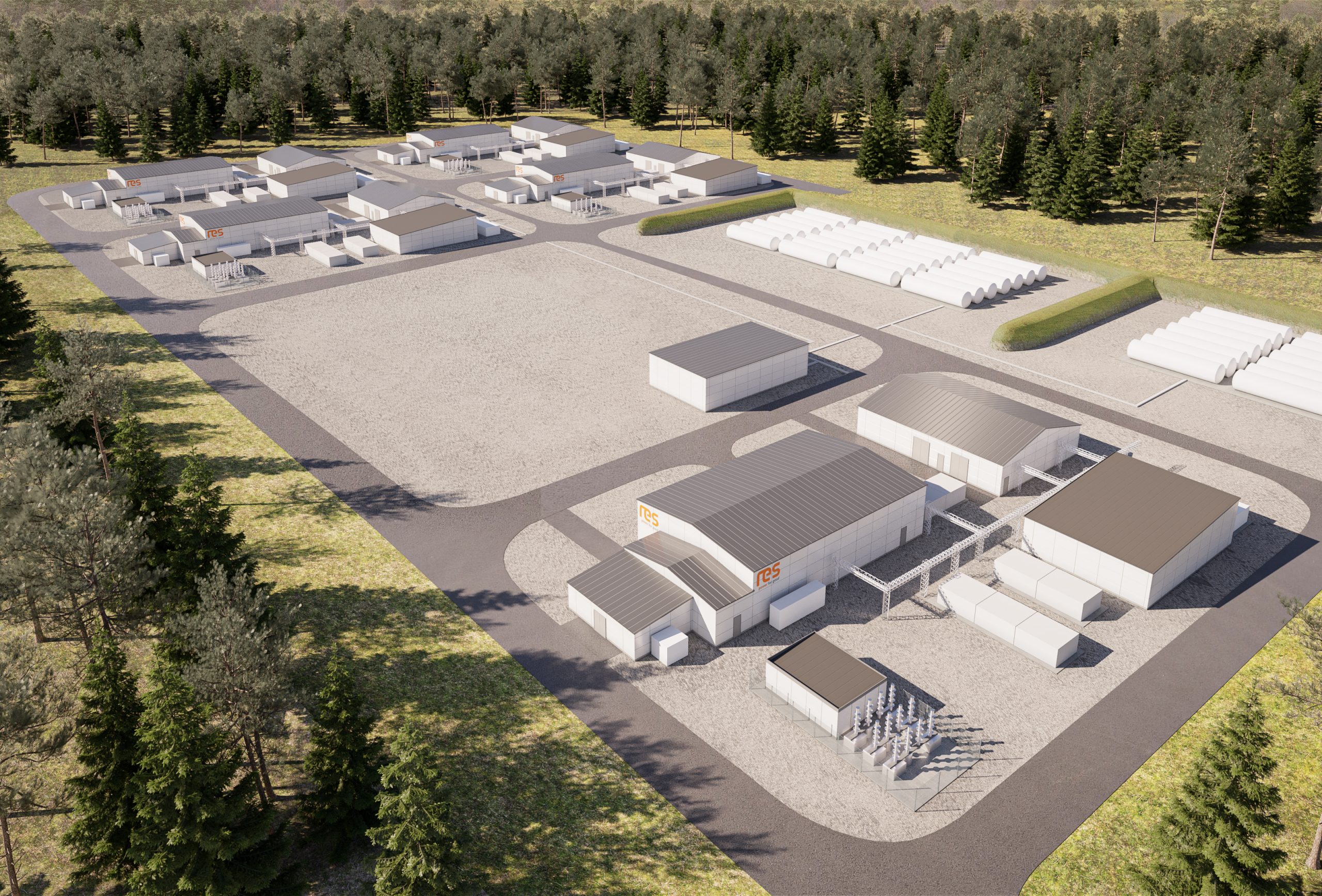 3D render of green hydrogen plant in Sweden